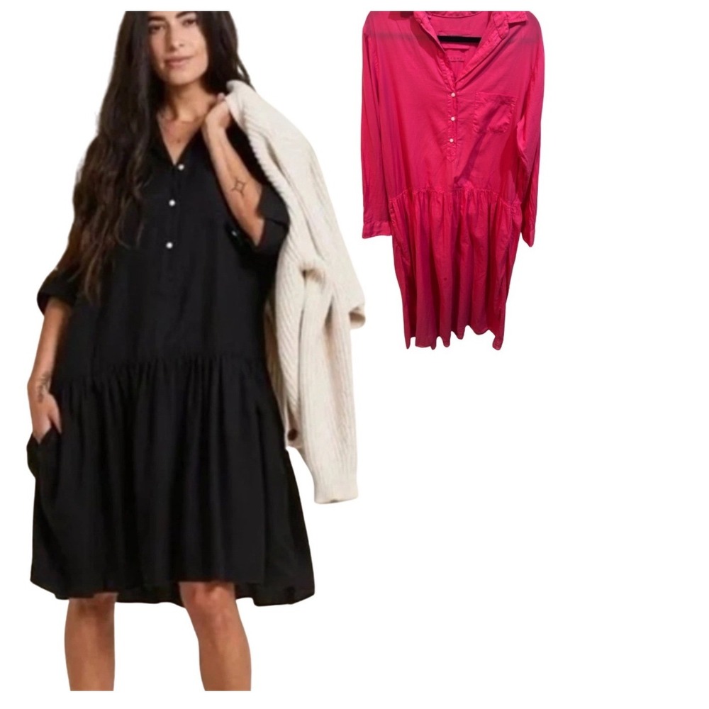 Matchmaker Pink Dress Womens Long Sleeve Casual Shirt Dress Mini Dress Hot Pink‎